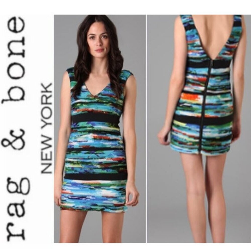 Rag & Bone SILK Dress Black and Multicolor Dress Size Medium Chic date night